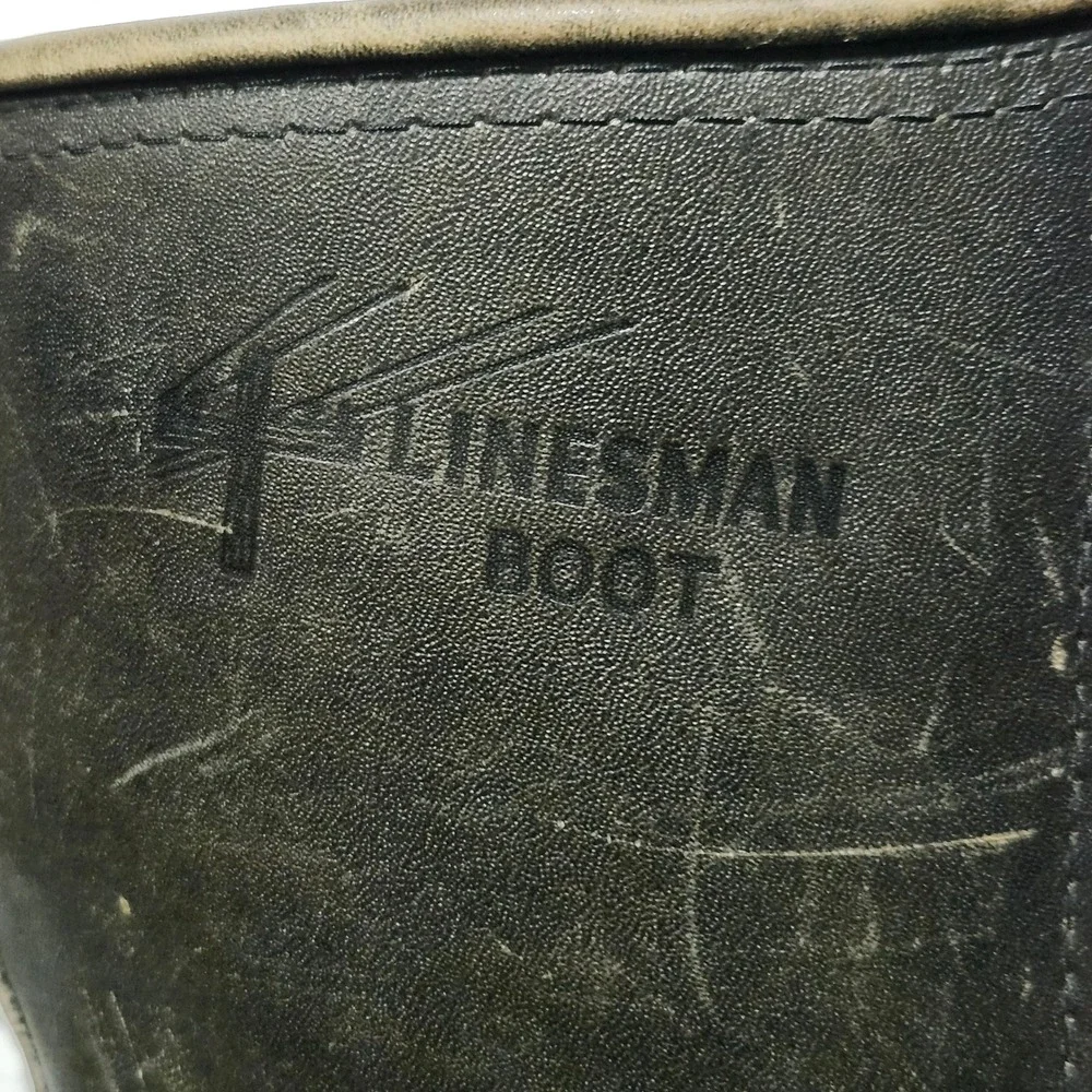 Vintage Carolina Linesman Pole Climber Work Boot Black Leather 16 Inch Men Sz 12